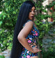 Close up of our Cambodian straight hair extension flat ironed bone straight for a sleek loo